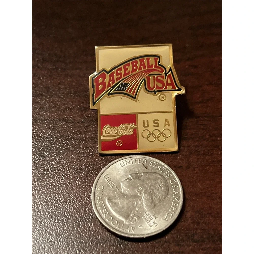Vintage Coca-Cola Coke Olympics Team USA Baseball Lapel Hat Pin‎